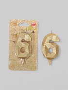 УЦЕНКА Свеча в торт «Алмаз» цифра 6 золотая, 6,5 см - фото 14722914