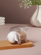 Органайзер для ватных палочек и дисков «Барашек», с крышкой, 12×7.5×8.5 см, прозрачный, белый - Фото 2