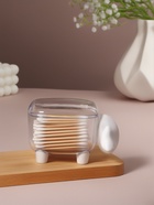 Органайзер для ватных палочек и дисков «Барашек», с крышкой, 12×7.5×8.5 см, прозрачный, белый - Фото 4