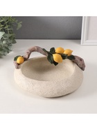 Подставка для колец, мелочей «Ветка с лимонами над чашей», полистоун, подсвечник, 18×22×10.5 см - Фото 2