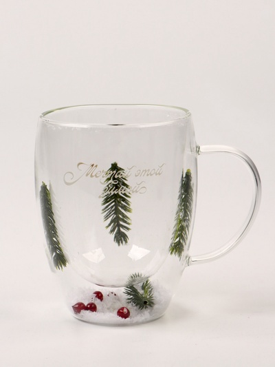 Кружка стеклянная с двойными стенками Дорого внимание «Мечтай этой зимой», 350 мл