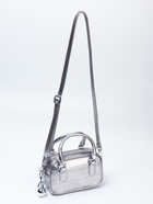 Сумка женская саквояж на молнии, 20×9×12 см, серебристая - Фото 2