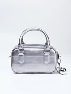 Сумка женская саквояж на молнии, 20×9×12 см, серебристая - Фото 3