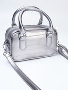 Сумка женская саквояж на молнии, 20×9×12 см, серебристая - Фото 5