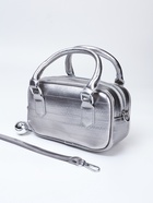 Сумка женская саквояж на молнии, 20×9×12 см, серебристая - Фото 6