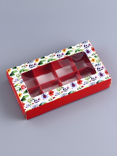 Коробка складная для 8 конфет «Презент», 9.8×17.7×3.5 см