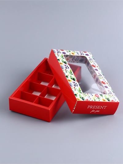 Коробка складная для 8 конфет «Презент», 9.8×17.7×3.5 см