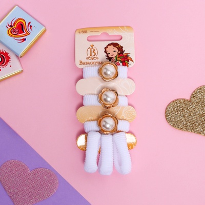 Резинки для волос Выбражулька «Нежность», набор 6 шт., благородный цветок, 2 см, белые