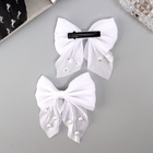 Зажимы - банты для волос «Марта», набор 2 шт., грация, 7.5 см, белые - Фото 2