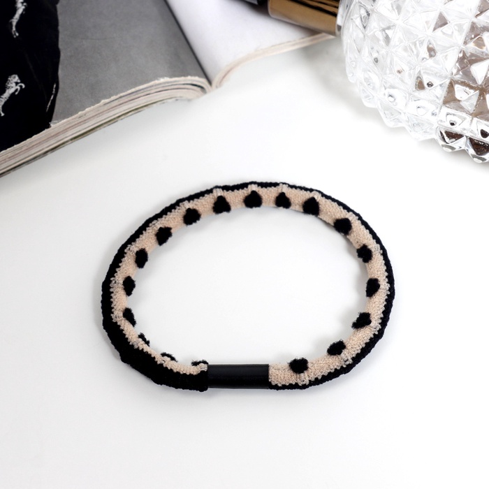 Резинка для волос «Спорт элит», орнамент объём, 5 см, чёрно-бежевая