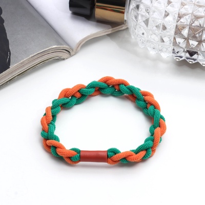 Резинка для волос «Спорт элит», двойное плетение, 5 см, оранжево-зелёная