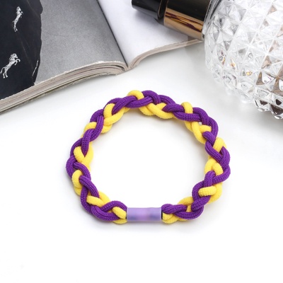 Резинка для волос «Спорт элит», двойное плетение, 5 см, фиолетово-жёлтая