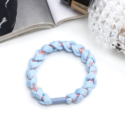 Резинка для волос «Спорт элит», плетение спиралька, 5 см, голубая