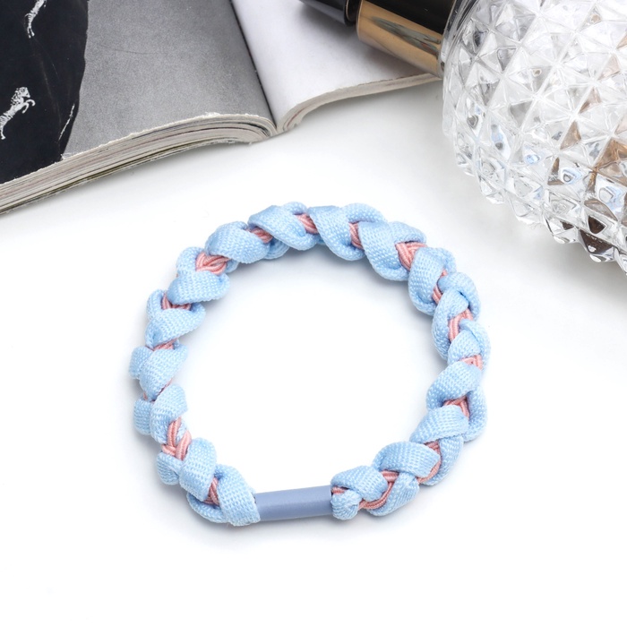 Резинка для волос «Спорт элит», плетение спиралька, 5 см, голубая - Фото 1