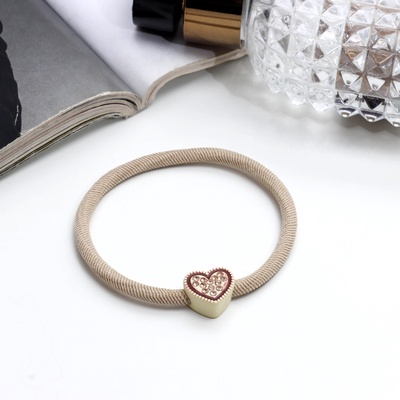 Резинка для волос «Алеста блеск», сердце, 5 см, бежевый