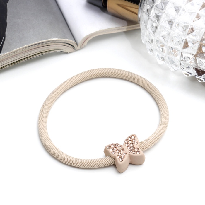 Резинка для волос «Бирсен», бабочка, 5 см, бежевый