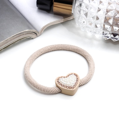 Резинка для волос «Бирсен», сердце, 5 см, бежевый