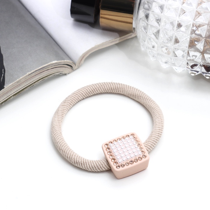 Резинка для волос «Бирсен», геометрия, 5 см, бежевый - Фото 1