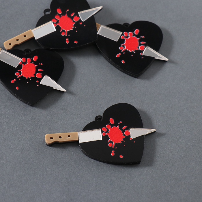 Декор для творчества акрил зеркальный «Нож в сердце», 5.5×3.2×0.4 см