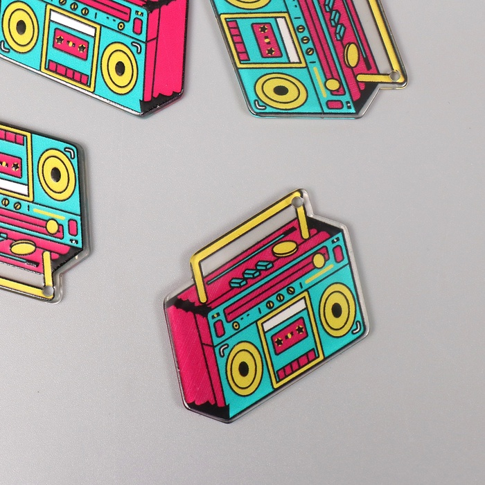 Декор для творчества акрил двусторонний «Магнитофон», 4.1×3×0.2 см