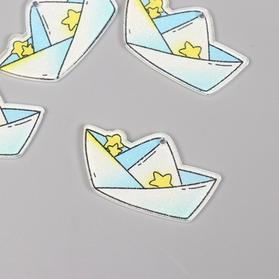 Декор для творчества акрил двусторонний «Бумажный кораблик», блеск, 3.4×2.9×0.2 см