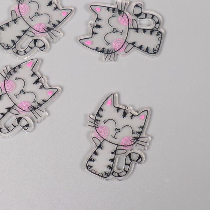 Декор для творчества акрил «Котик с румянцем», 3.5×2.9×0.2 см