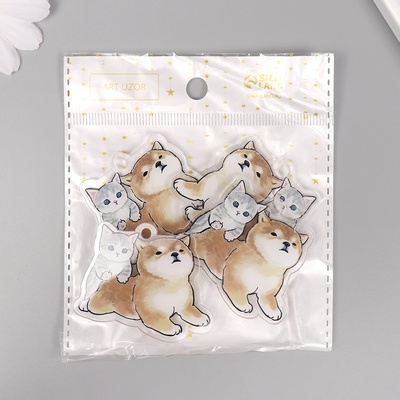 Декор для творчества акрил двусторонний «Собачка с котёнком», 4×5×0.4 см