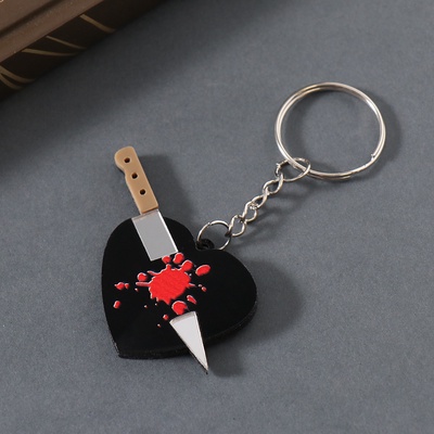 Брелок акрил зеркальный "Нож в сердце" 5,5х3,2х0,4 см