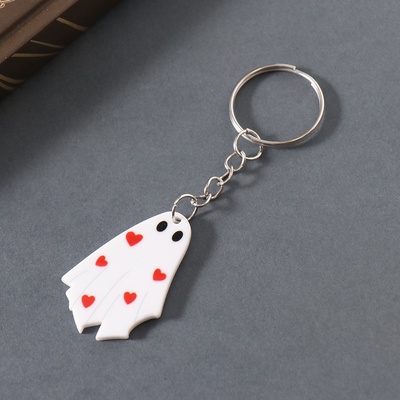 Брелок акрил "Привидение с сердечками" 3,7х2,6х0,2 см