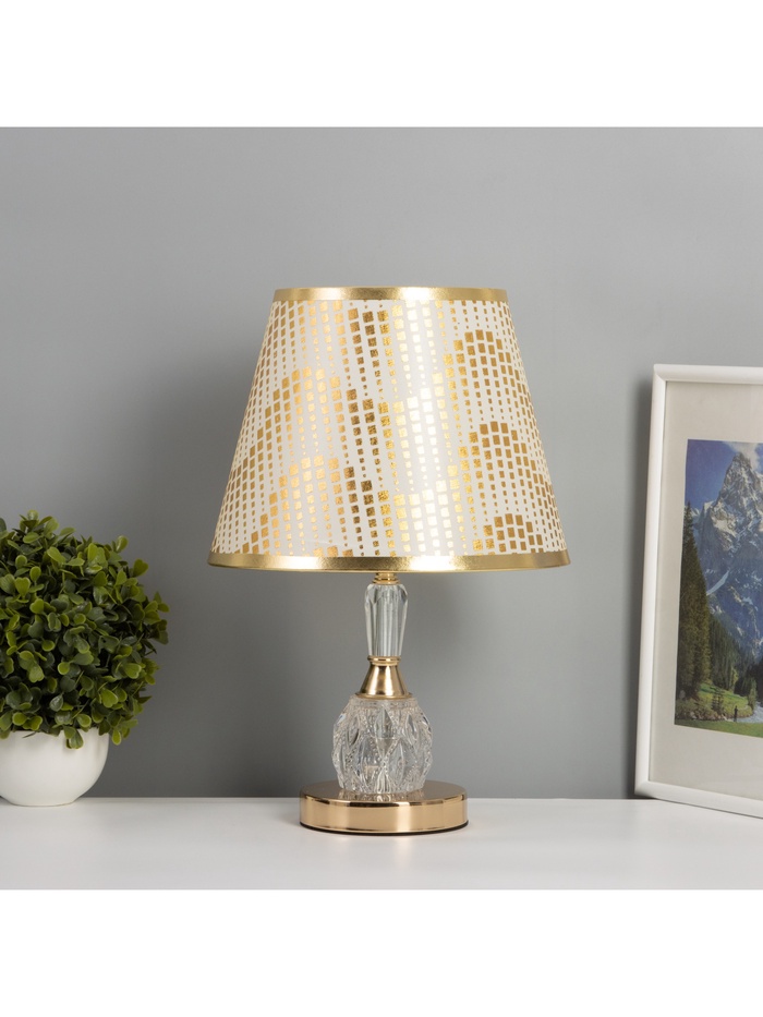 Лампа настольная «Атомик» 1×40 Вт Е27+подсветка LED 5 Вт золото 25×25×38 см - Фото 1
