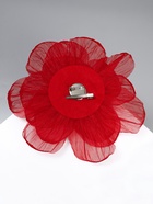 Брошь текстильная «Цветок» объемный, невесомый, цвет красный - Фото 3