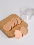 Спонжи для макияжа, с держателем, набор - 6 шт., 3.9×3.1 см, в футляре, бежевые - Фото 3