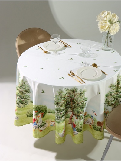 Скатерть «Этель» Family picnic, d=220 см ±3 см с ВГМО, 100% хлопок, саржа 190 г/м²