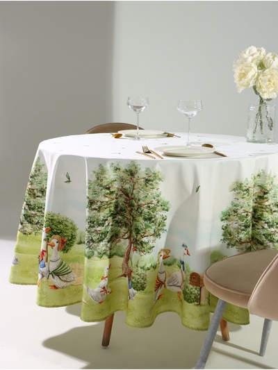 Скатерть «Этель» Family picnic, d=220 см ±3 см с ВГМО, 100% хлопок, саржа 190 г/м²