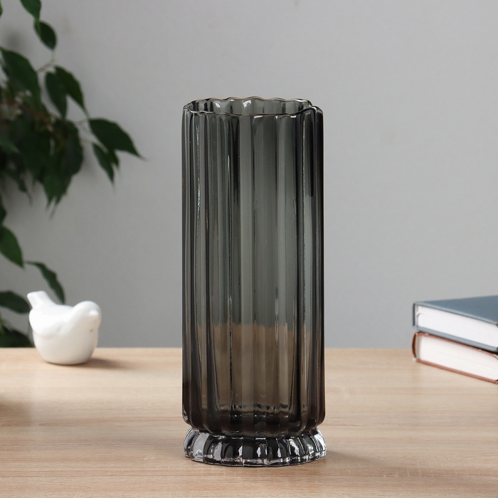 Ваза «Верена», 25×10 см, стекло, серая - Фото 1