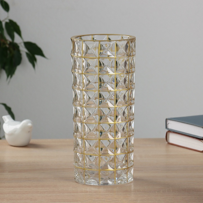 Ваза настольная «Альма галант» клетка, 24×10 см, стекло, прозрачная - Фото 1
