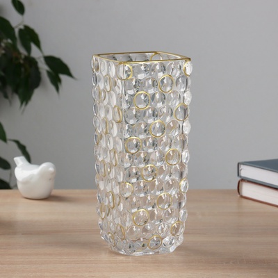 Ваза настольная «Альма галант» круги, 24×10 см, стекло, прозрачная