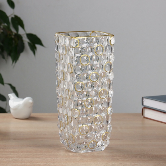 Ваза настольная «Альма галант» круги, 24×10 см, стекло, прозрачная - Фото 1