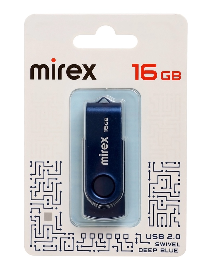 Флешка Mirex SWIVEL DEEP BLUE 16GB  (ecopack) - Фото 1