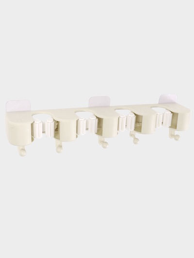 Держатель для швабр настенный самоклеящийся, 4 отделения, 33×6×6 см