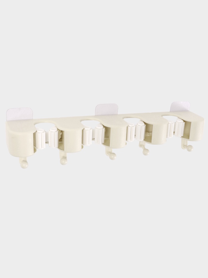 Держатель для швабр настенный самоклеящийся, 4 отделения, 33×6×6 см - Фото 1