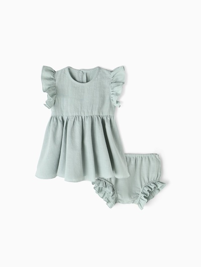 Костюм для девочки (туника, шорты) MINAKU, серо-зеленый, размер 80-86