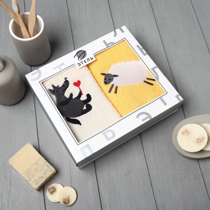 Полотенца махровые «Этель» Lovely animals, 35×60 см - 2 шт., хлопок 100% - Фото 1