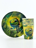 Набор бумажной посуды одноразовый «Динозавр»: 6 тарелок, 6 стаканов - фото 32022918