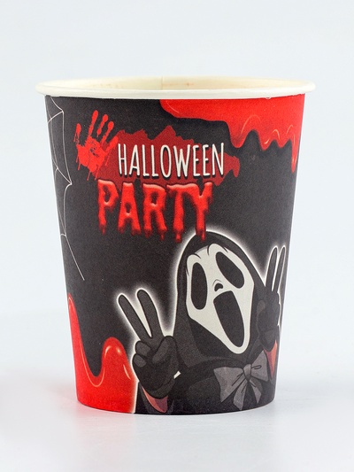 Посуда одноразовая бумажная для праздника Halloween party, 6 тарелок, 6 стаканов