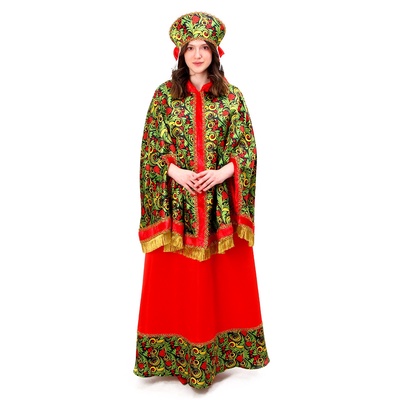 Карнавальный костюм «Народные гуляния. Рябиновые гроздья»: накидка, кокошник, юбка, р-р 52-58