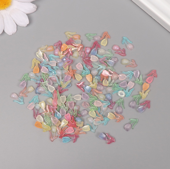 Декор для творчества акрил «Весенний тюльпан», светится в темноте, набор 100 шт., 1.4×0.8 см - Фото 1