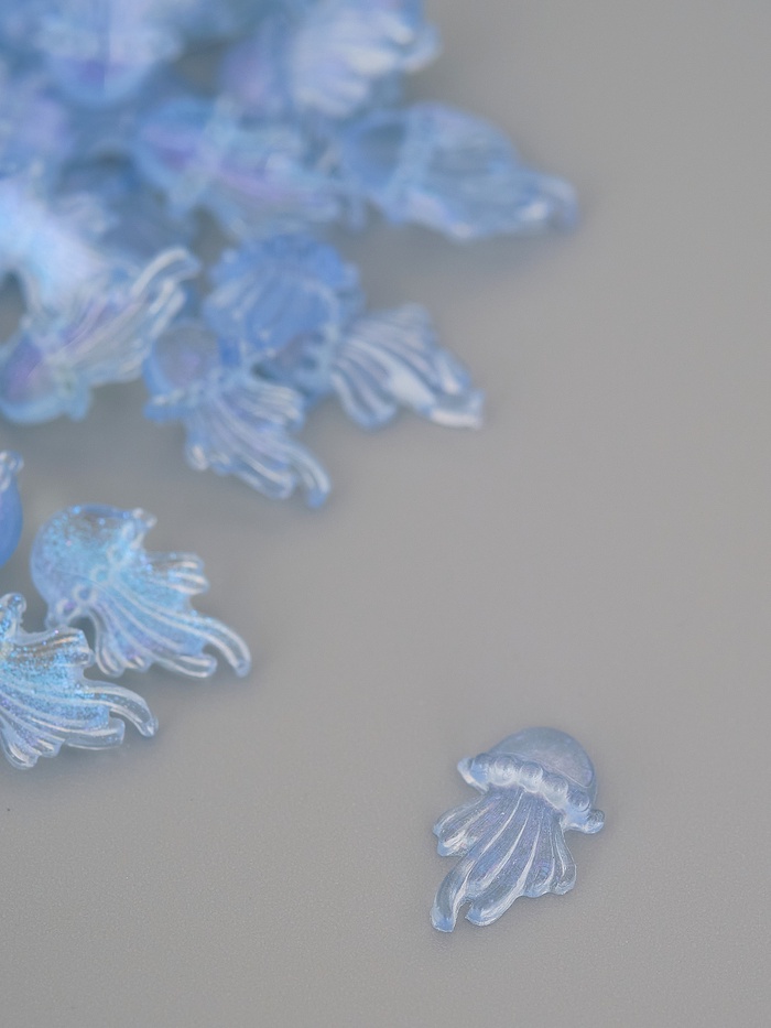 Декор для творчества акрил "Медуза" синий, светится в темноте набор 100 шт 1,2х0,7 см - Фото 1
