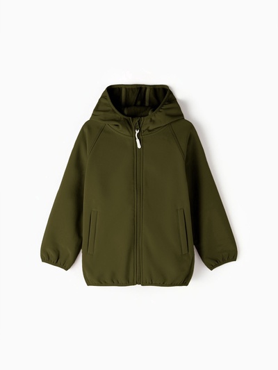 Ветровка демисезонная для мальчиков MINAKU из Softshell на флисе, непромокаемая, оливковая, рост 110 см