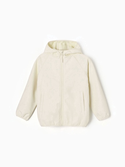 Ветровка для девочки на флисе MINAKU: Softshell, непромокаемая, бежевая, рост 104 см